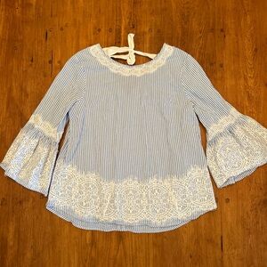 Valerie Stevens Flirty Sweet Blue and White Lace Top